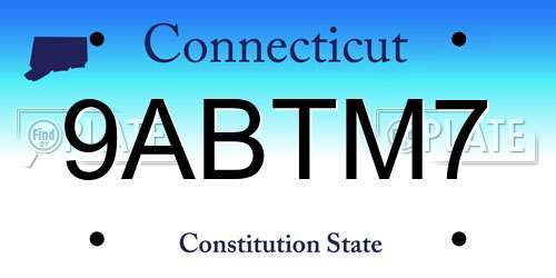 9ABTM7 Connecticut License Plate