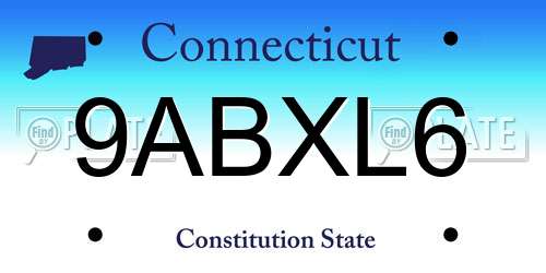 9ABXL6 Connecticut License Plate