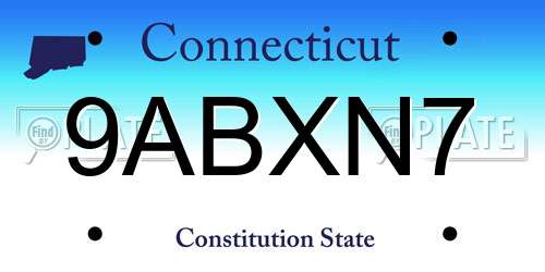 9ABXN7 Connecticut License Plate