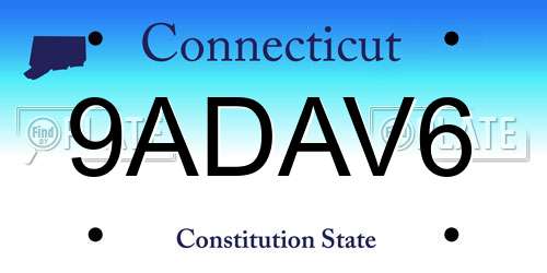 9ADAV6 Connecticut License Plate