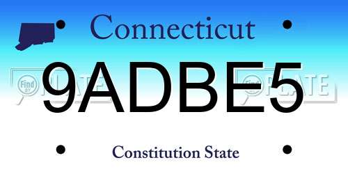9ADBE5 Connecticut License Plate