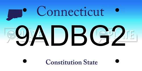 9ADBG2 Connecticut License Plate