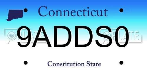 9ADDS0 Connecticut License Plate
