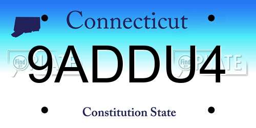 9ADDU4 Connecticut License Plate