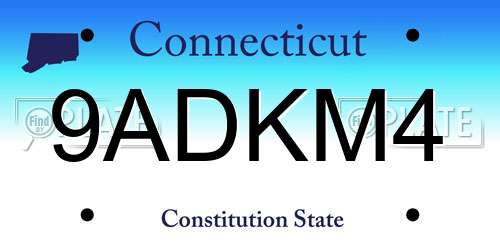 9ADKM4 Connecticut License Plate