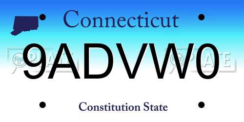 9ADVW0 Connecticut License Plate