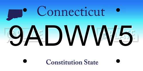 9ADWW5 Connecticut License Plate
