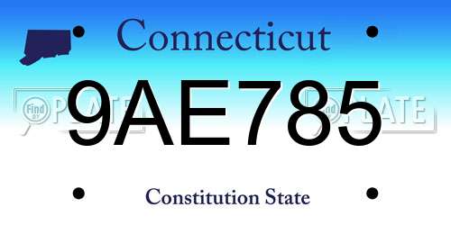 9AE785 Connecticut License Plate