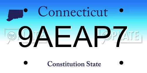 9AEAP7 Connecticut License Plate
