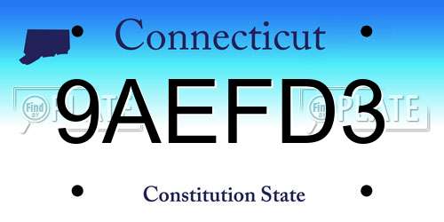 9AEFD3 Connecticut License Plate