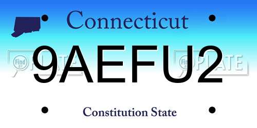 9AEFU2 Connecticut License Plate