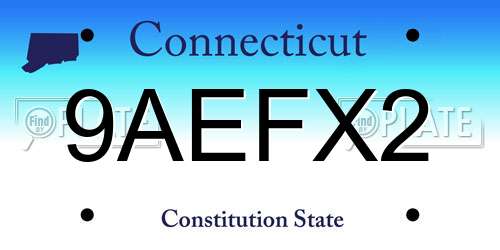 9AEFX2 Connecticut License Plate