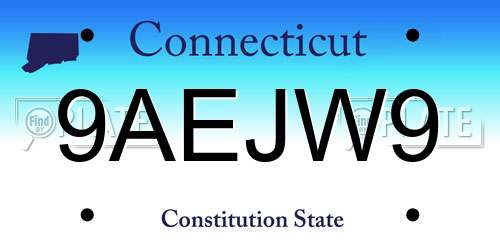 9AEJW9 Connecticut License Plate