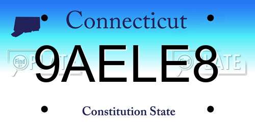 9AELE8 Connecticut License Plate