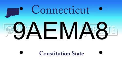 9AEMA8 Connecticut License Plate