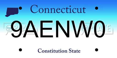 9AENW0 Connecticut License Plate