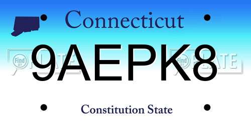 9AEPK8 Connecticut License Plate