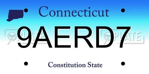 9AERD7 Connecticut License Plate