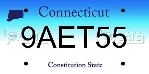 9AET55 Connecticut License Plate
