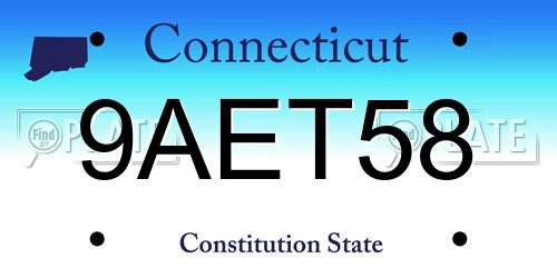 9AET58 Connecticut License Plate