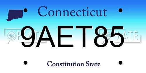 9AET85 Connecticut License Plate