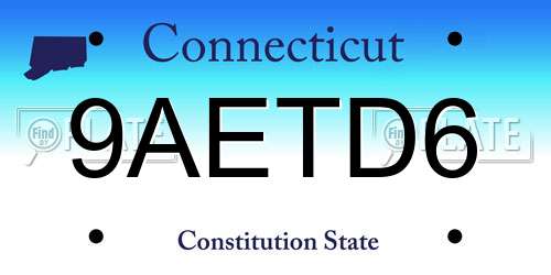 9AETD6 Connecticut License Plate