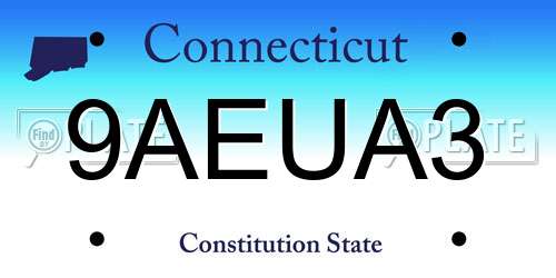 9AEUA3 Connecticut License Plate