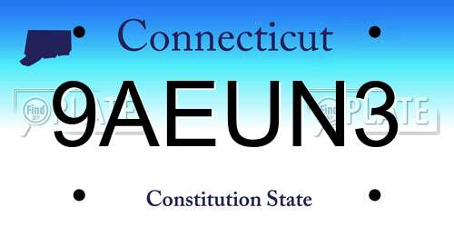 9AEUN3 Connecticut License Plate