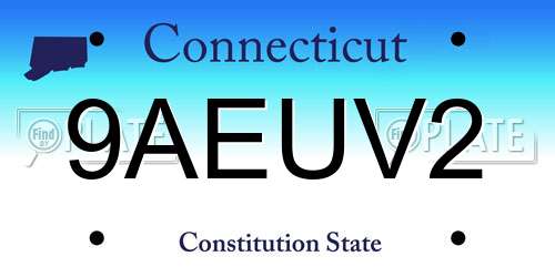 9AEUV2 Connecticut License Plate