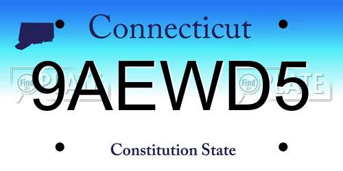9AEWD5 Connecticut License Plate