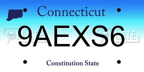 9AEXS6 Connecticut License Plate