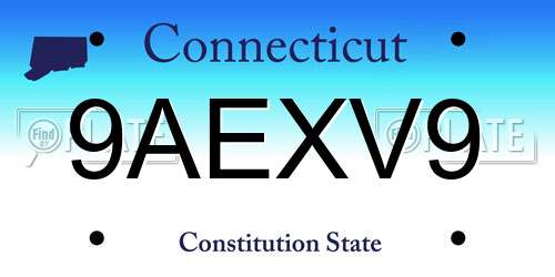 9AEXV9 Connecticut License Plate