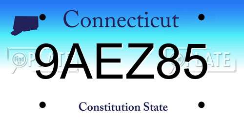 9AEZ85 Connecticut License Plate