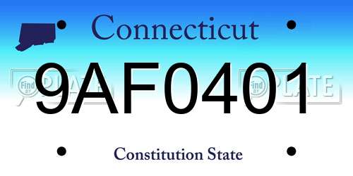 9AF0401 Connecticut License Plate