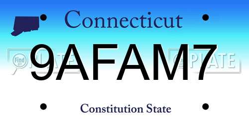 9AFAM7 Connecticut License Plate