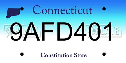 9AFD401 Connecticut License Plate