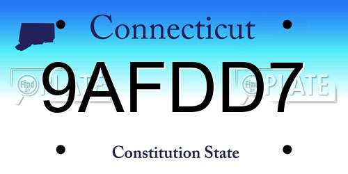 9AFDD7 Connecticut License Plate