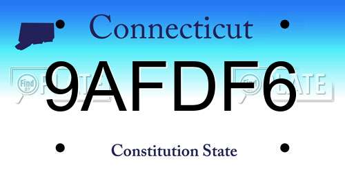 9AFDF6 Connecticut License Plate