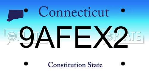 9AFEX2 Connecticut License Plate