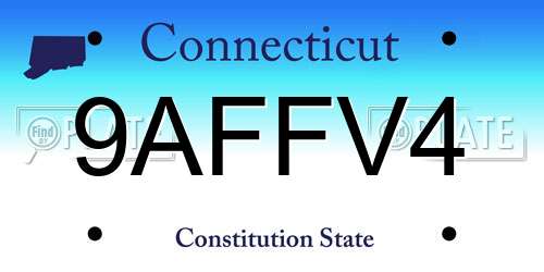 9AFFV4 Connecticut License Plate