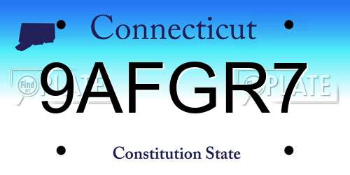 9AFGR7 Connecticut License Plate