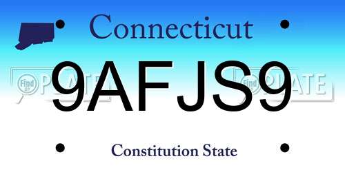9AFJS9 Connecticut License Plate