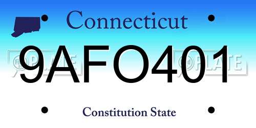 9AFO401 Connecticut License Plate