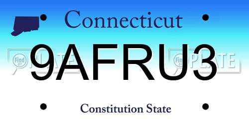 9AFRU3 Connecticut License Plate