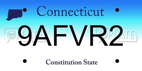 9AFVR2 Connecticut License Plate