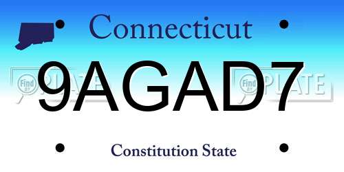 9AGAD7 Connecticut License Plate