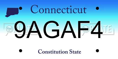 9AGAF4 Connecticut License Plate