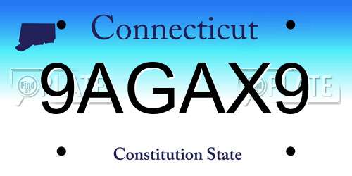 9AGAX9 Connecticut License Plate