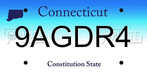 9AGDR4 Connecticut License Plate