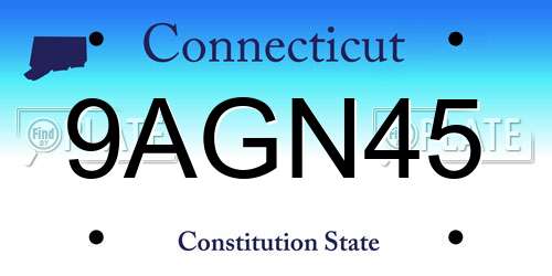9AGN45 Connecticut License Plate
